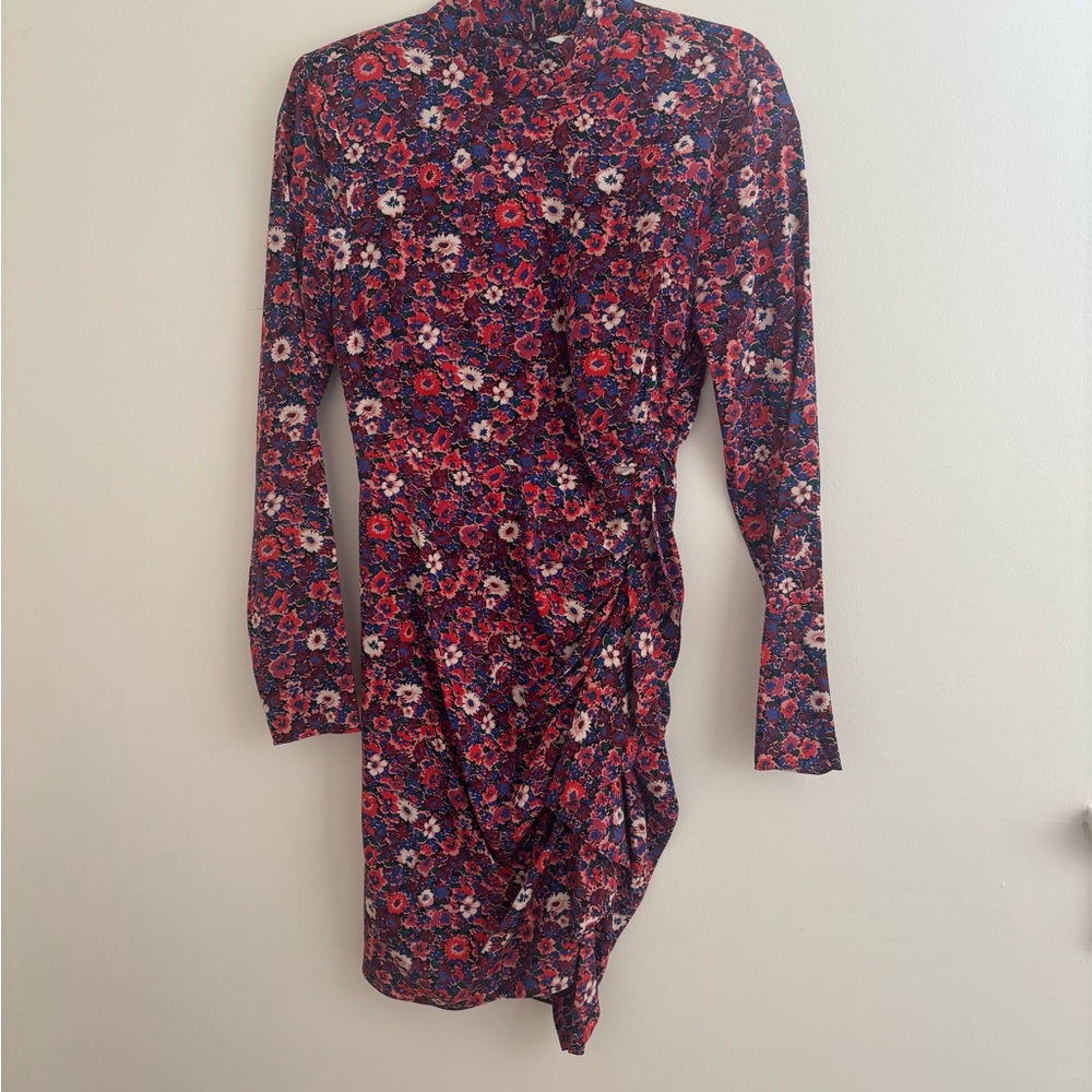 Veronica Beard Red and Pink Floral Long Sleeve Dress